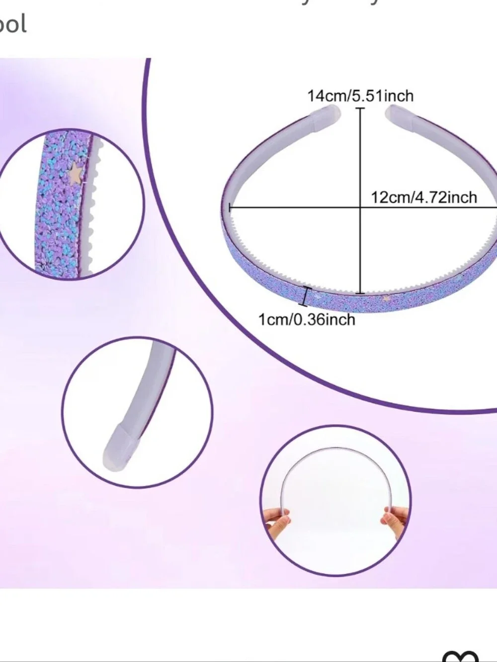 7 Pack Purple Glitter Knotted Headbands